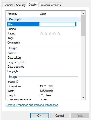 Image tagging in Windows